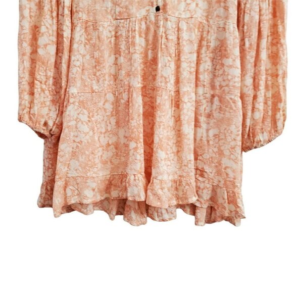 Anthropologie Blouse XSP Orange Claudia Embroidered Babydoll Tunic Top Boho - Picture 8 of 10